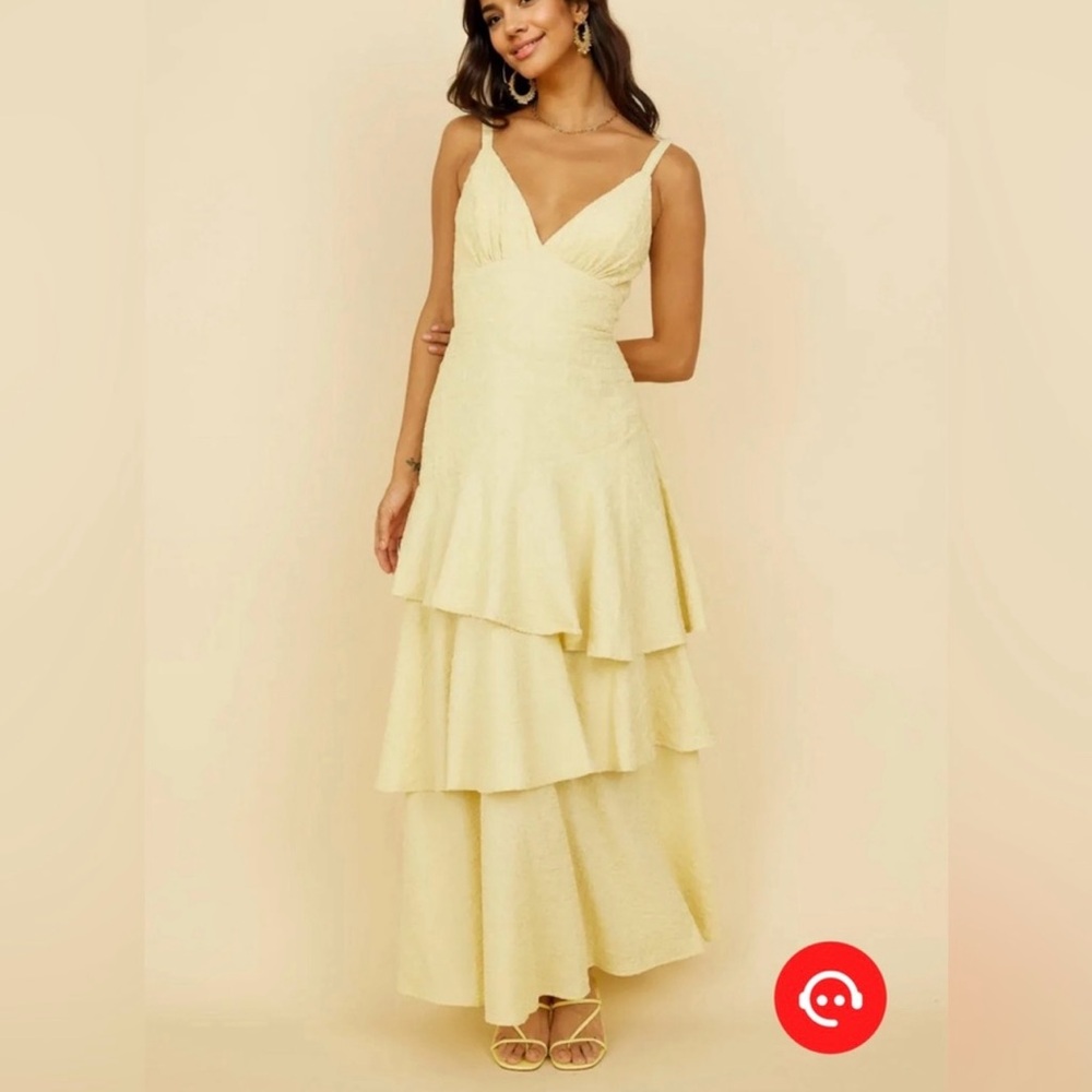 Yellow Plunge Neck Sleeveless Maxi Dress for Weddings